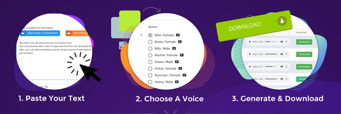 Transform Text to speech in 3 clicks